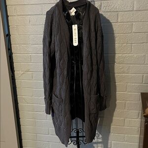 Olive & Oak Charcoal Granite Knit Duster Cardigan size Large